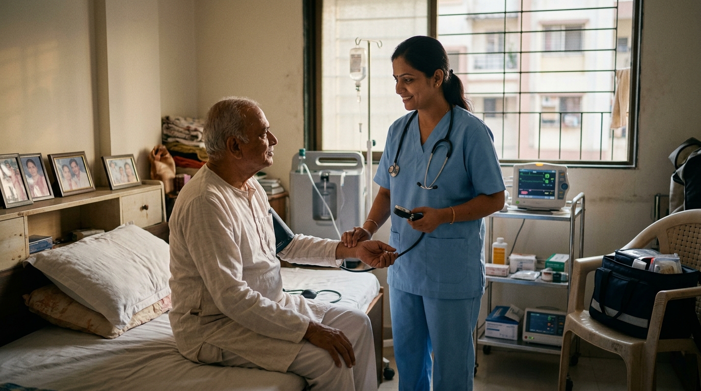 Aksraya professional nurse providing qualified home nursing care in Bengaluru